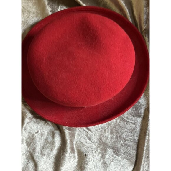 Capas Little Topper Red 100%Wool Felt  Hat Derby Wedding A MUST SEE PHOTOS SIZEM - Picture 2 of 16